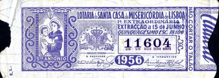Bilhete de lotaria da Santa Casa da Misericrdia de Lisboa