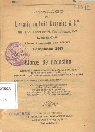 Cat�logo n� 3 da Livraria de Jo�o Carneiro & C.�