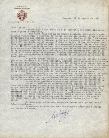 [Carta remetida por Mario Mendez Fonseca a Adolfo Ayala]