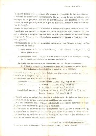 [Carta do Comit� de Desertores Portugueses]