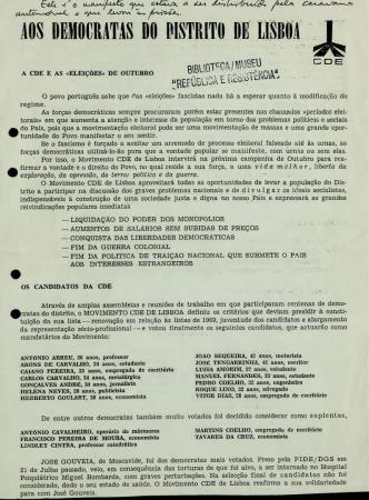 Aos Democratas do Distrito de Lisboa