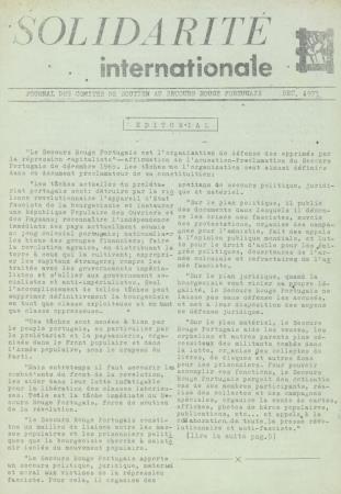 Solidarit� Internationale - Journal des Comites de Soutien au Secours Rouge Portugais