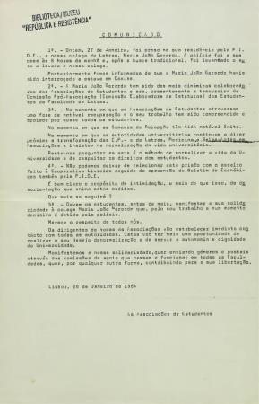 Comunicado das Associa��es de Estudantes