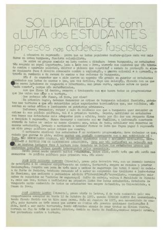 Solidariedade com a luta dos estudantes presos nas cadeas fascistas