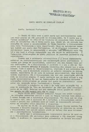 Carta aberta ao Conselho Escolar