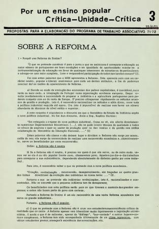 "Por um ensino popular, cr�tica-unidade-cr�tica 3"
