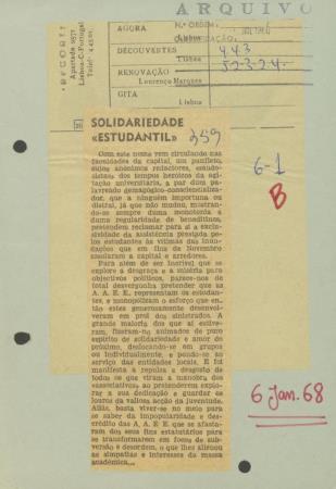 "Solidariedade estudantil"