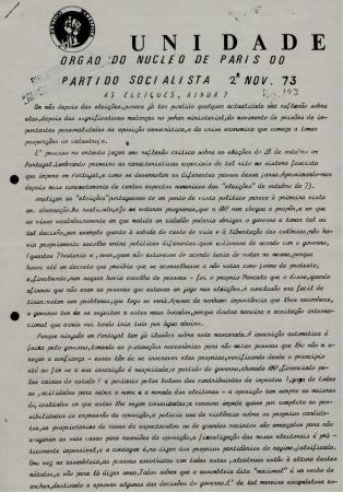 Unidade - �rg�o do N�cleo de Paris do Partido Socialista, 2�