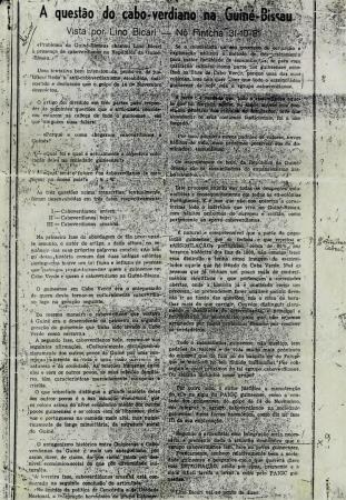 "A quest�o do cabo-verdiano na Guin�-Bissau vista por Lino Bicari - N� Pintcha 31-10-81"