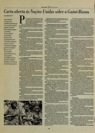 "Carta aberta �s Na��es Unidas sobre a Guin�-Bissau", por Carmelita Pires