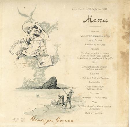 Monte Estoril, le 20 Septembre 1899 / Menu