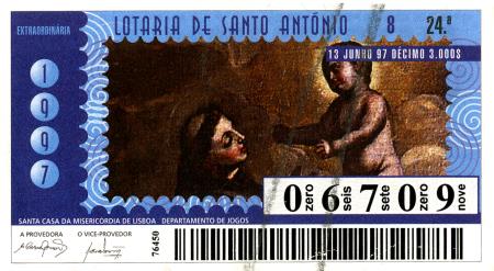 Bilhete de lotaria da Santa Casa da Miseric�rdia