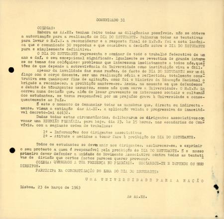 <b>Comunicado N� 31</b>