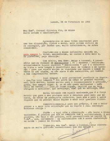 [Carta dirigida ao Coronel Francisco de Oliveira Pio, Luanda]