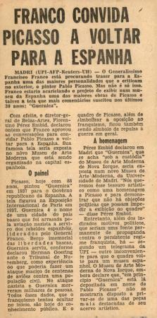 "Franco Convida Picasso a Voltar para a Espanha"