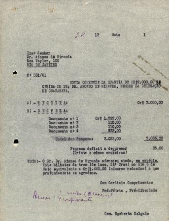 N� 331/61 [Carta remetida ao Dr. Afonso de Miranda (Rio de Janeiro)]
