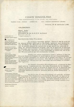 [Carta dirigida ao Presidente da Rep�blica do Brasil, Jo�o Goulart (Bras�lia)]