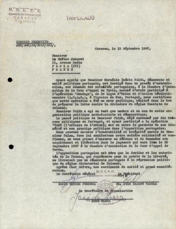 [Carta dirigida ao Advogado Jacquet (Paris)]