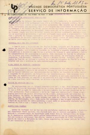 Unidade Democr�tica Portuguesa. Servi�o de Informa��o. 2� quinzena de Abril