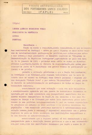 [Carta dirigida ao Almirante Am�rico Tom�s (Lisboa)]