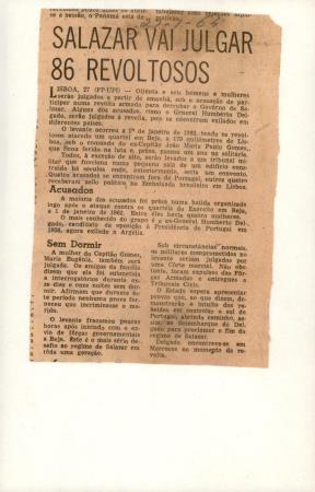 "Salazar Vai Julgar 86 Revoltosos"