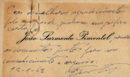 [Cart�o dirigido ao Coronel Francisco de Oliveira Pio (Rio de Janeiro)]