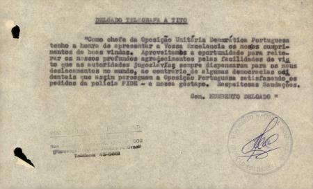 <b>Delgado Telegrafa a Tito</b>