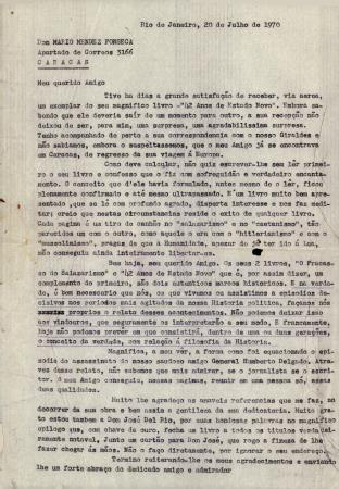 [Carta dirigida a Mario Mendez Fonseca (Caracas)]