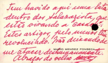 [Cart�o dirigido ao Coronel Francisco de Oliveira Pio (Rio de Janeiro)]