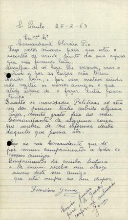 [Carta dirigida a Francisco de Oliveira Pio (Rio de Janeiro)]