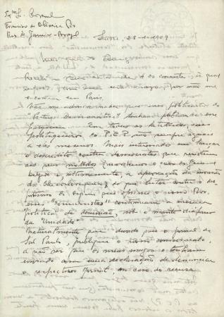 [Carta dirigida a Francisco de Oliveira Pio (Rio de Janeiro)]