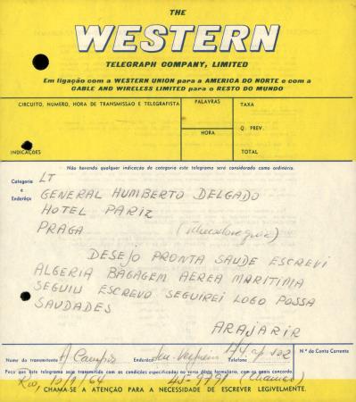 [Telegrama dirigido ao Coronel Francisco de Oliveira Pio (Praga)]
