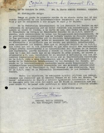 [Carta dirigida a Mario Mendez Fonseca, Caracas]