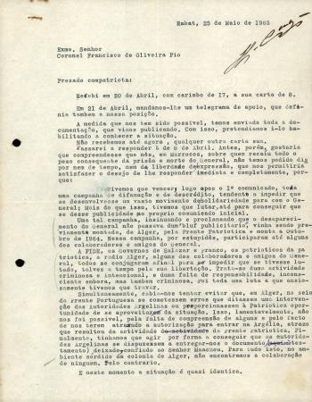 [Carta dirigida ao Coronel Francisco de Oliveira Pio, Rio de Janeiro]