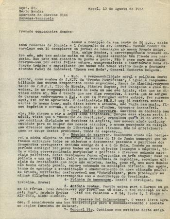[Carta remetida a Mario Mendez Fonseca (Caracas)]
