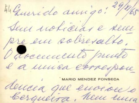 [Cart�o dirigido a Francisco de Oliveira Pio, Rio de Janeiro]