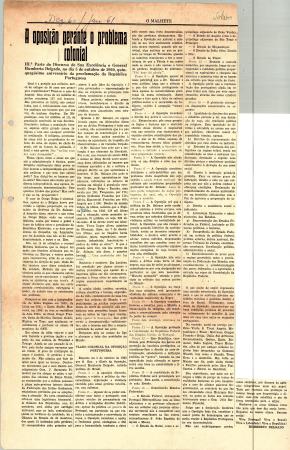 "A oposi��o perante o problema colonial"