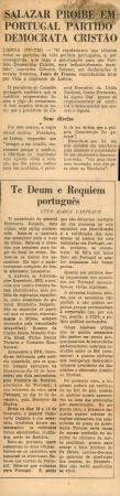 "Salazar pro�be em Portudal Partido Democrata Crist�o" e "Te Deum e Requiem Portugu�s?, Otto Maria Carpeaux