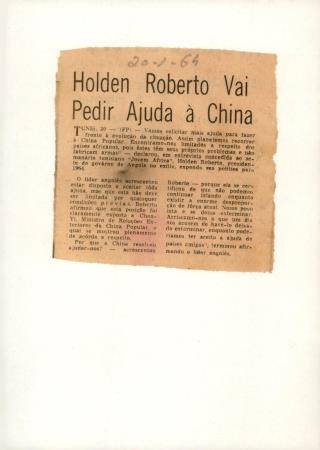 "Holden Roberto Vai Pedir Ajuda � China?