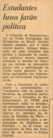 "Estudantes lusos far�o pol�tica"