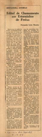 "Sexta-Feira, Est�rias: Edital de Chamamento aos Estorninhos de Freixo", Fernando Leite Mendes
