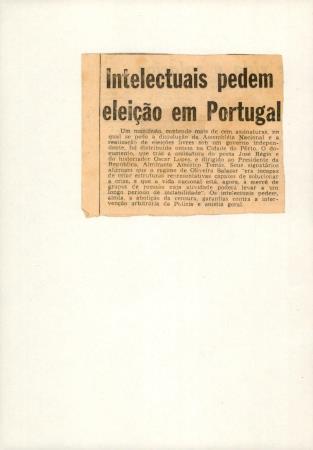 "Intelectuais pedem elei��o em Portugal"
