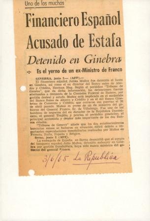 "Financiero Espanol Acusado de Estafa Detenido en Ginebra es el yerno de um Ministro de Franco"