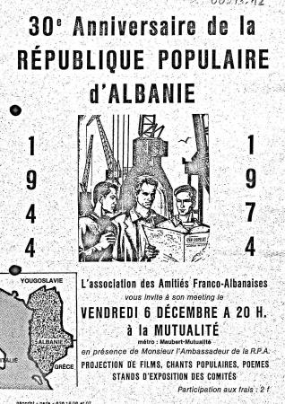 30� Anniversaire de la R�publique Populaire d' Albanie, 1944 - 1974