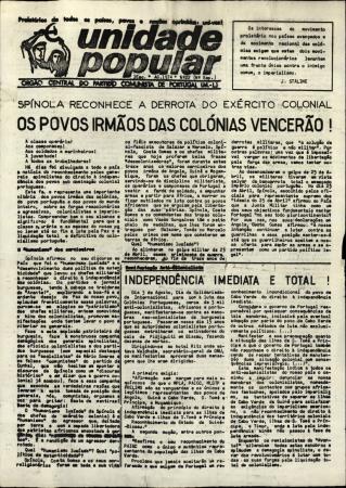 Unidade Popular - �rg�o Central do Partido Comunista de Portugal (M-L), N.� 22 (N.� Especial)