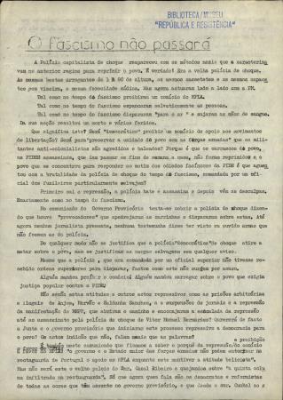 O Fascismo n�o passar�