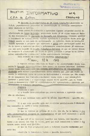 Boletim Informativo, C.P.A. de Letras, N.� 4