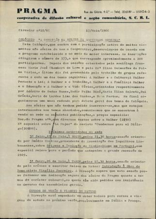 Circular N.� 12/66 - Col�quio "A Condi��o da Mulher na Sociedade Moderna"