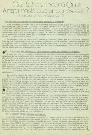 Que linha vencer� Qual: A reformista ou a progressista? (Resposta a "Quem Serve Quem?)
