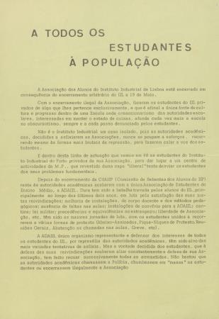 A todos os Estudantes � Popula��o